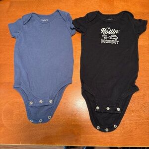 Carter's Blue and Black Baby Bodysuits 2‎ pack
